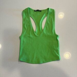 Green Zara crop top,racerback style. Size small.
